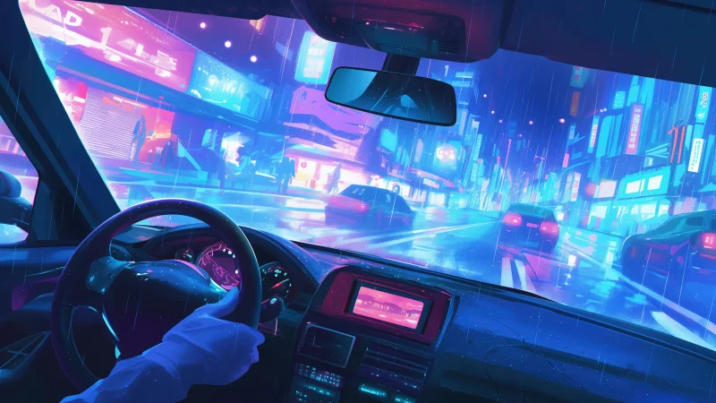 An anime style car dashboard